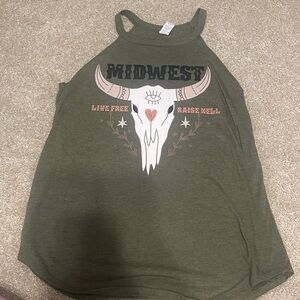 Olive Graphic Tank Top